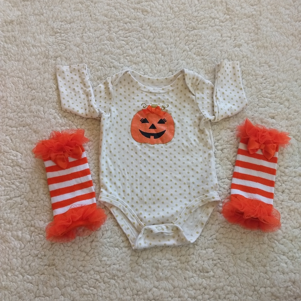 Baby 9M Halloween Onesie and Leg Warmers